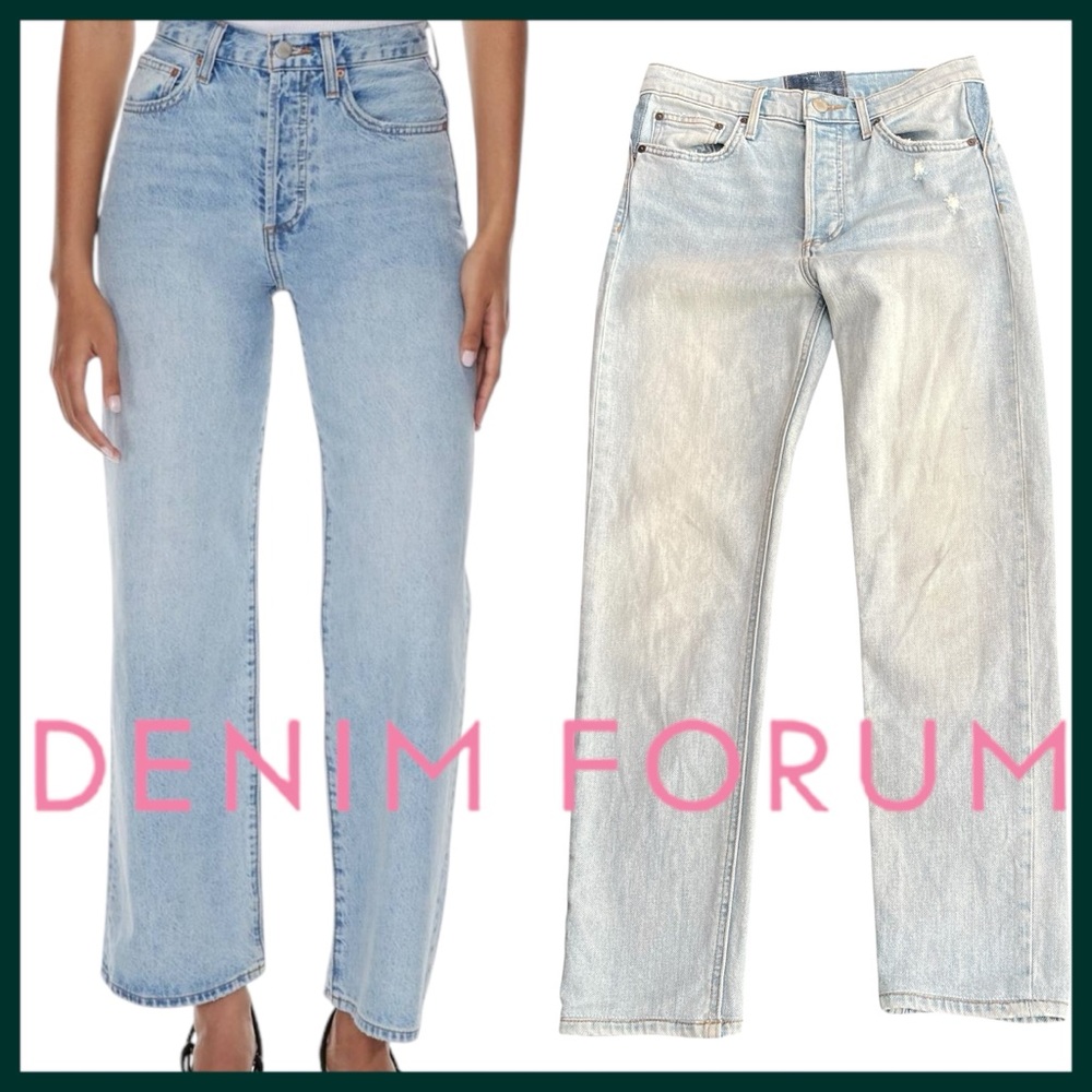 Denim Forum High Waist Light Wash Button Fly Ankle Jeans (26x27)